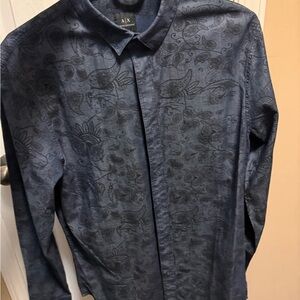 A|X Navy Paisley Button-Up Shirt
